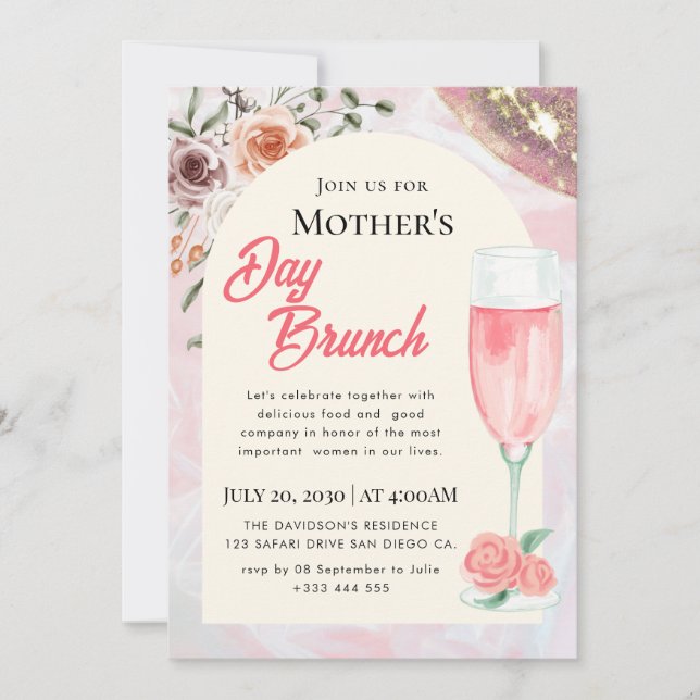 Cartes d'invitation pour le brunch de la fête des  (Devant)