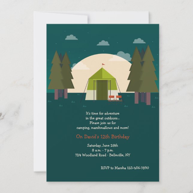 Cartes d'invitation pour le camping (Devant)