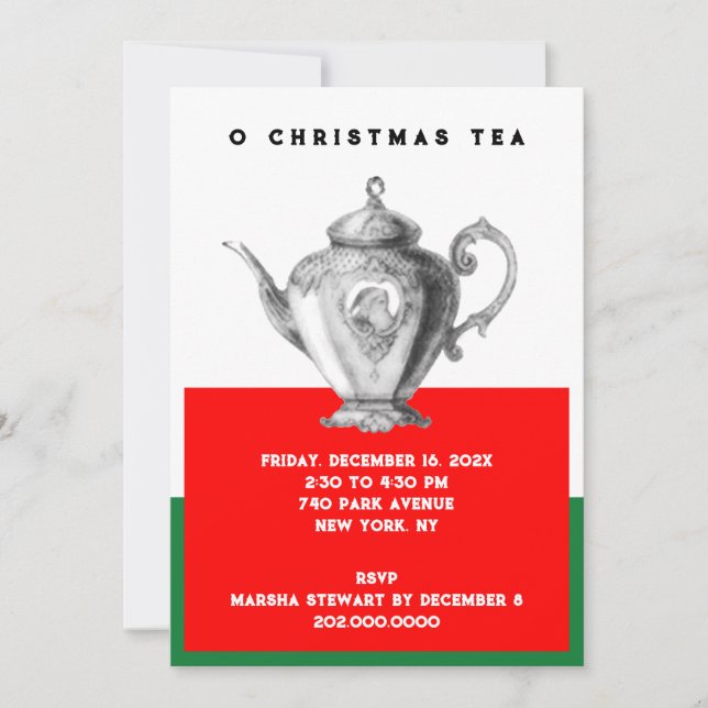 Cartes d'invitation pour le thé de Noël (Devant)