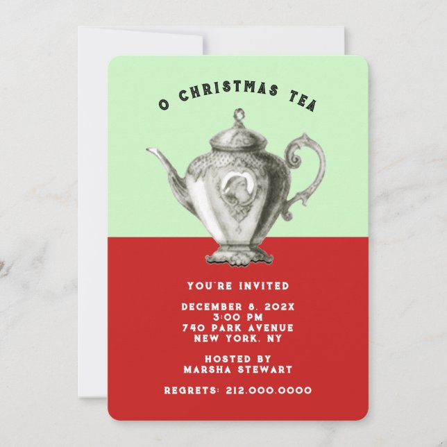 Cartes d'invitation pour le thé des Fêtes (Devant)