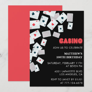 Cartes d'invitation pour les 100 ans Hommes Poker