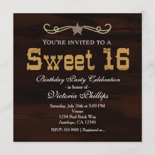 Cartes d'invitation pour les 16 ans de Western Sta