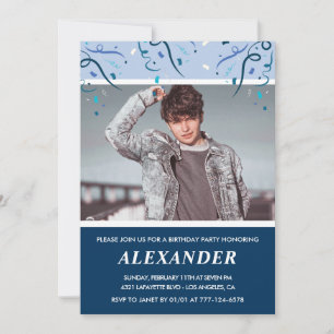 Cartes d'invitation pour les 19 ans Photo Bleu mar