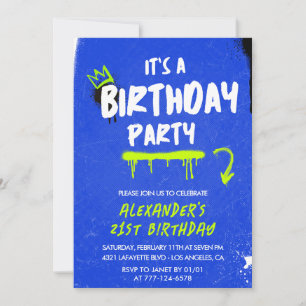 Cartes d'invitation pour les 21 ans Hommes Graffit