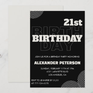 Cartes d'invitation pour les 21 ans Hommes Soirée