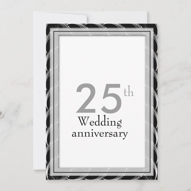 Cartes d'invitation pour les 25 ans - Argent (Devant)