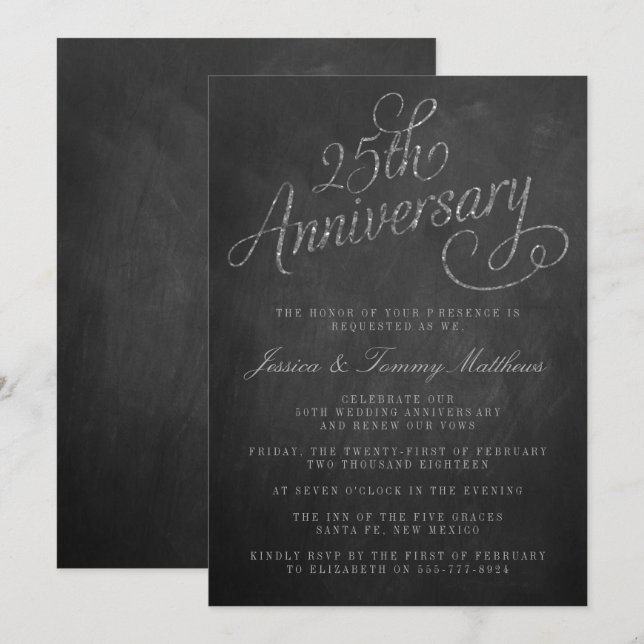 Cartes d'invitation pour les 25 ans d'anniversaire (Devant / Derrière)