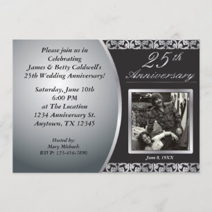 Cartes d'invitation pour les 25 ans de mariage