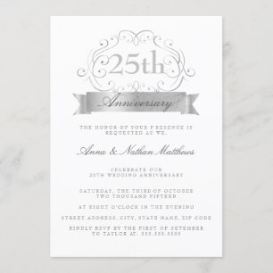 Cartes d'invitation pour les 25 ans de mariage