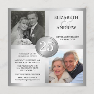 Cartes d'invitation pour les 25 ans de mariage ave