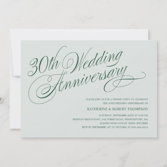 Cartes d'invitation pour les 30 ans de mariage de  (Devant)