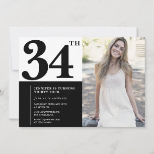 Cartes d'invitation pour les 34 ans avec photo en