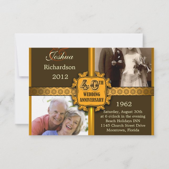 Cartes d'invitation pour les 40 ans de mariage ave (Devant)