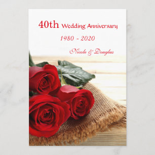 Cartes d'invitation pour les 40 ans de mariage ave