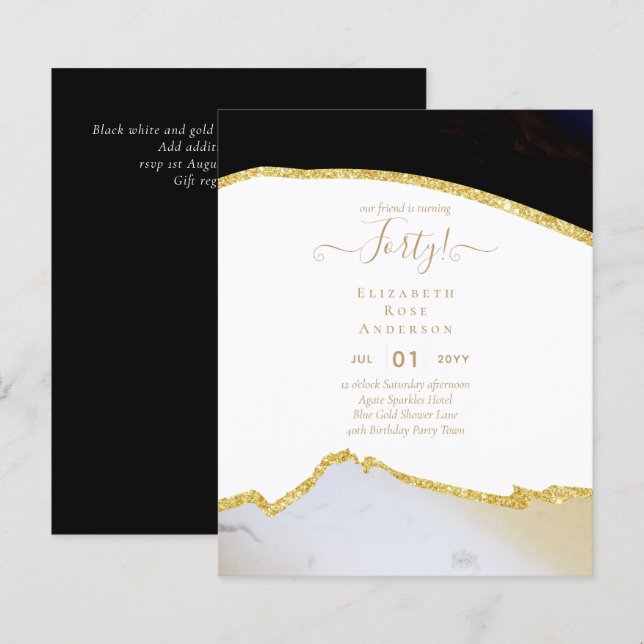 Cartes d'invitation pour les 40 ans Glamour Fémini (Devant / Derrière)