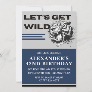 Cartes d'invitation pour les 42 ans Hommes Tigre D
