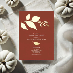 Cartes d'invitation pour les 50 ans avec feuilles 