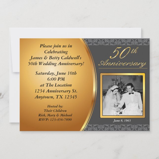 Cartes d'invitation pour les 50 ans de mariage (Devant)