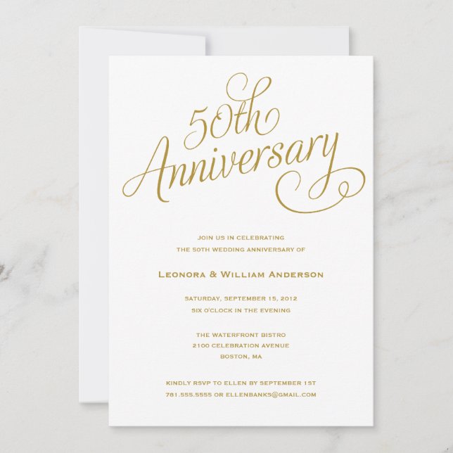 CARTES D'INVITATION POUR LES 50 ANS DE MARIAGE (Devant)