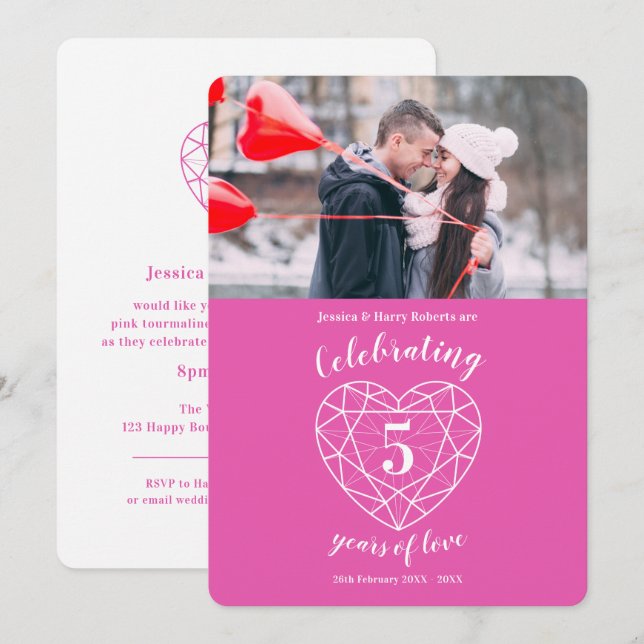 Cartes d'invitation pour les 5 ans d'anniversaire  (Devant / Derrière)