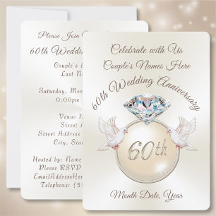 Cartes d'invitation pour les 60 ans de mariage Dia