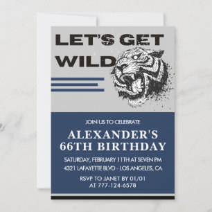 Cartes d'invitation pour les 66 ans Hommes Tigre D