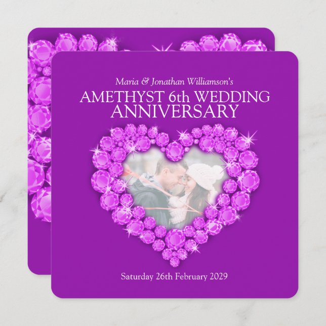 Cartes d'invitation pour les 6 ans de mariage avec (Devant / Derrière)