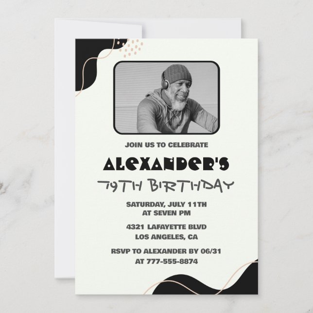 Cartes d'invitation pour les 79 ans d'hommes noirs (Devant)
