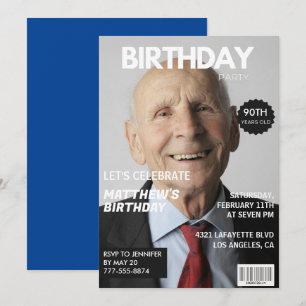 Cartes d'invitation pour les 90 ans Hommes Lui Cou