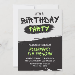 Cartes d'invitation pour les 9 ans garçon graffiti