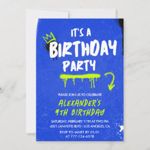 Cartes d'invitation pour les 9 ans garçon Graffiti