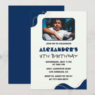 Cartes d'invitation pour les 9 ans garçon Navy Sim