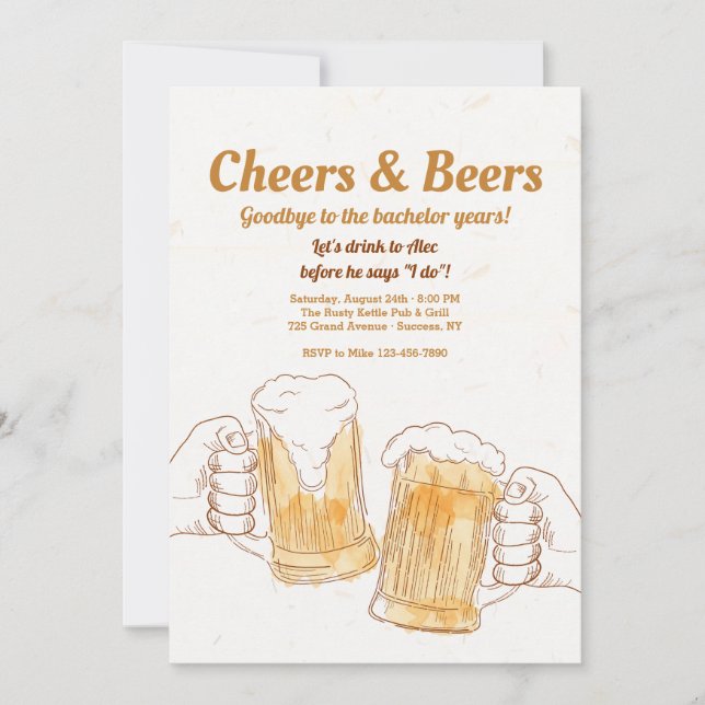 Cartes d'invitation pour les mugs de bière Cheers (Devant)