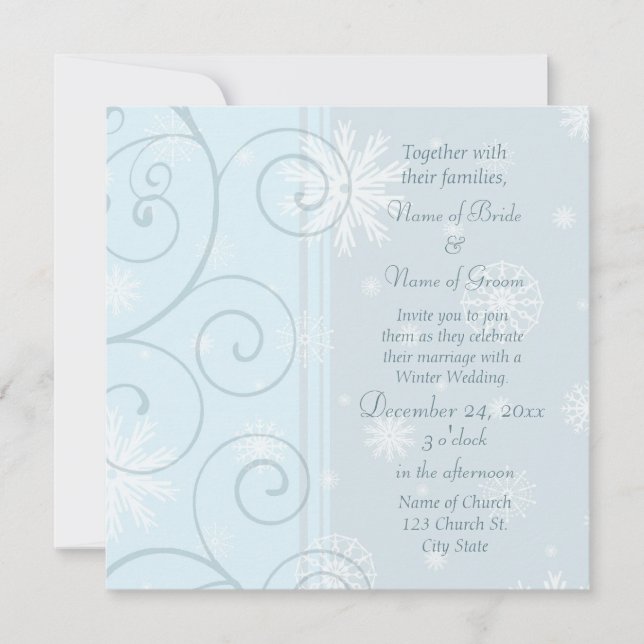 Cartes d'invitation pour mariage d'hiver Blue Swir (Devant)