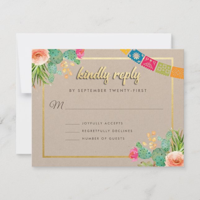 Cartes d'invitation pour mariage Fiesta assorties (Devant)