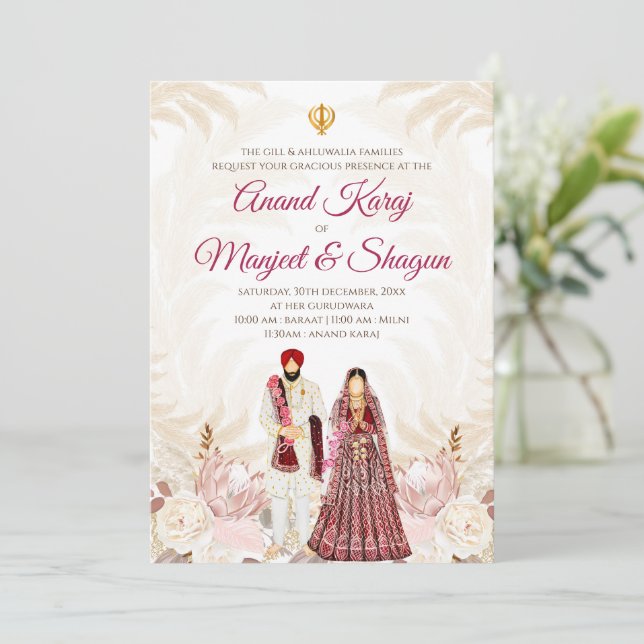 Cartes d'invitation pour mariage Punjabi & Anand K (Debout devant)