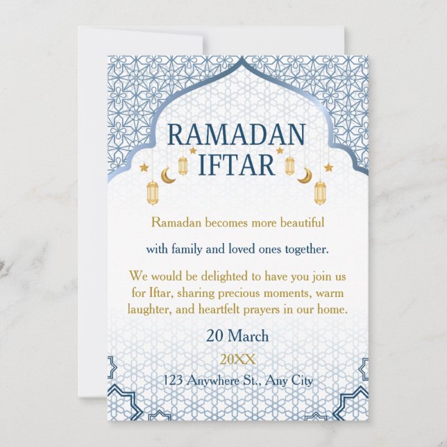 Cartes d'invitation pour Ramadan Moubarak – Iftar  (Devant)