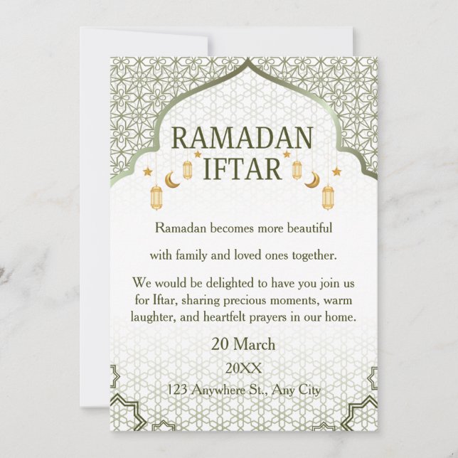 Cartes d'invitation pour Ramadan Moubarak – Iftar  (Devant)