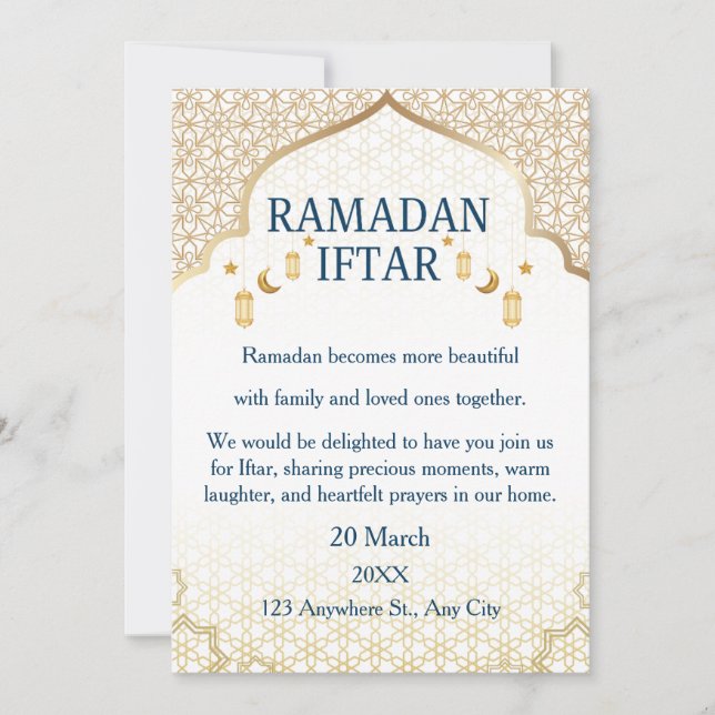 Cartes d'invitation pour Ramadan Moubarak – Iftar  (Devant)