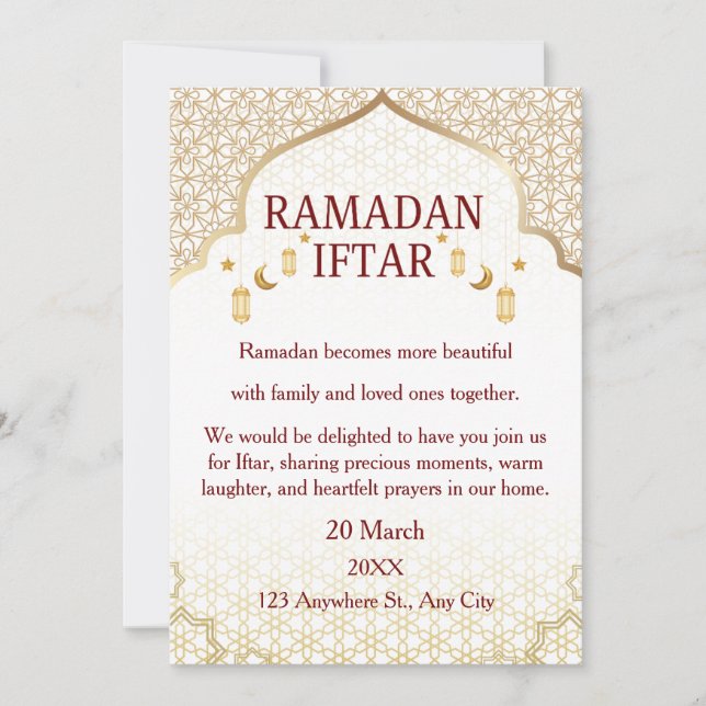 Cartes d'invitation pour Ramadan Mubarak – Iftar d (Devant)
