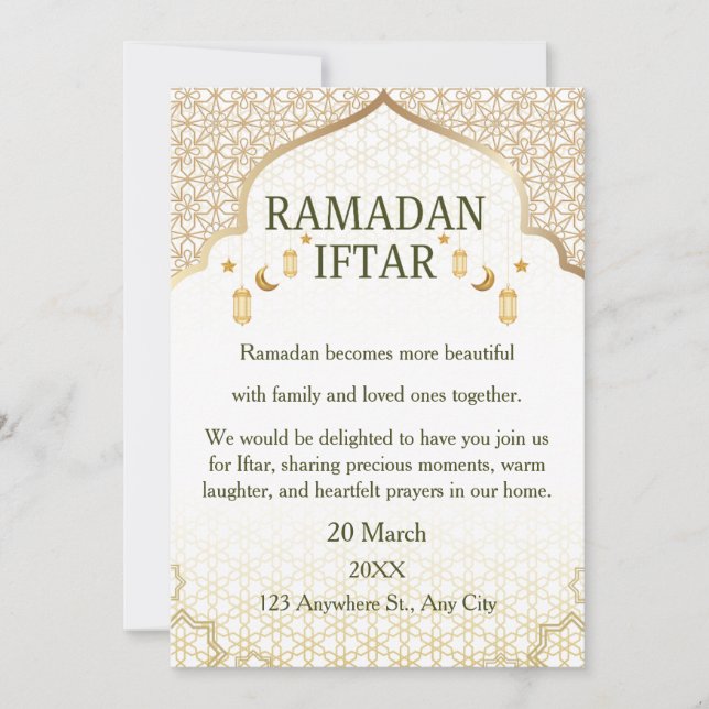 Cartes d'invitation pour Ramadan Mubarak – Iftar f (Devant)