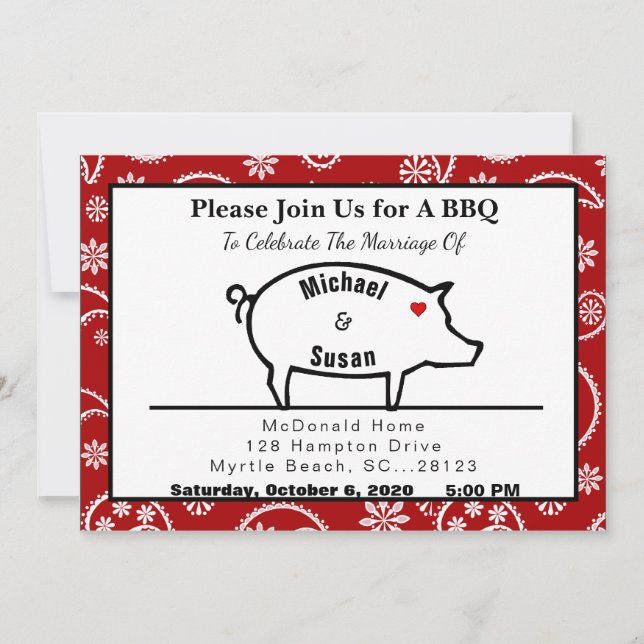 Cartes d'invitation pour réception BBQ (Devant)