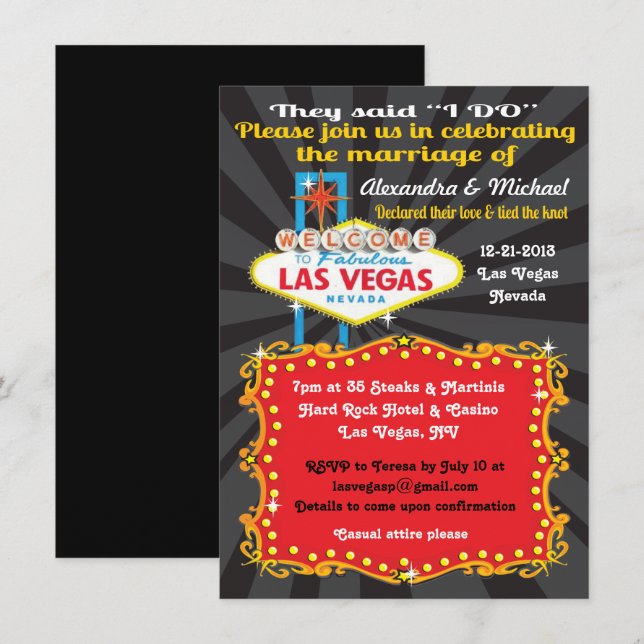 Cartes d'invitation pour réception de mariage aprè (Devant / Derrière)