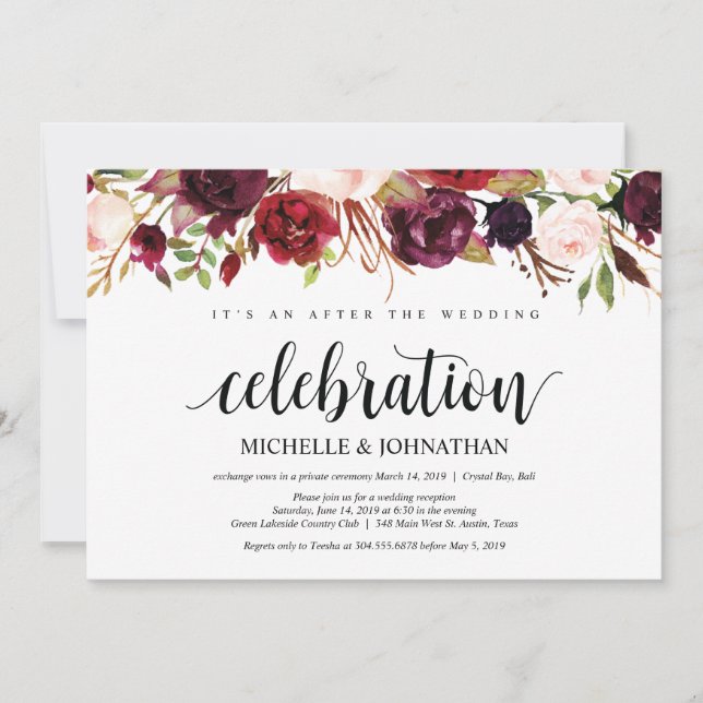 Cartes d'invitation pour réception de mariage inti (Devant)