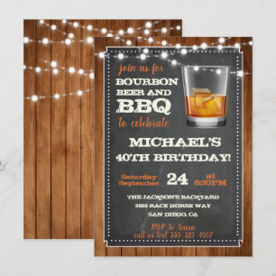 Cartes d'invitation pour soirée Bourbon, Bière et