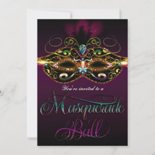 Cartes d'invitation pour soirée de bal masqué mult