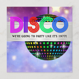 Cartes d'invitation pour soirée disco à boule à fa