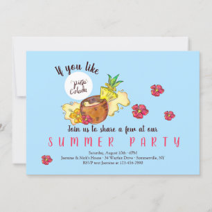 Cartes d'invitation pour soirée Piña Colada