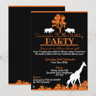 Cartes d'invitation pour soirée sur le thème afric