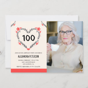 Cartes d'invitation pour son 100e anniversaire Flo